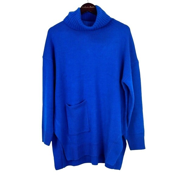Nine West Womens Size M Blue Turtleneck Sweater Soft Chunky Knit Comfort Cozy H2 - Picture 1 of 12